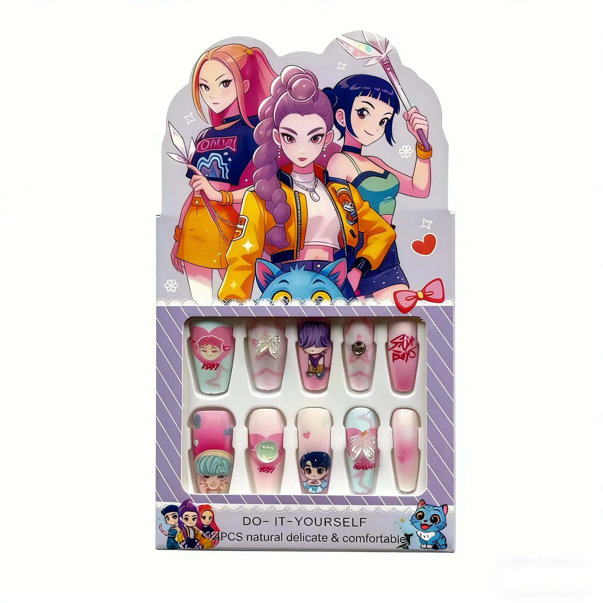 Exquisite tragbare Nagelaufkleber für Mädchen mit glänzenden Strasssteinen in voller Größe, passend zum Jelly-Kleber, ideales Geschenk für Mädchen. – Detail 18