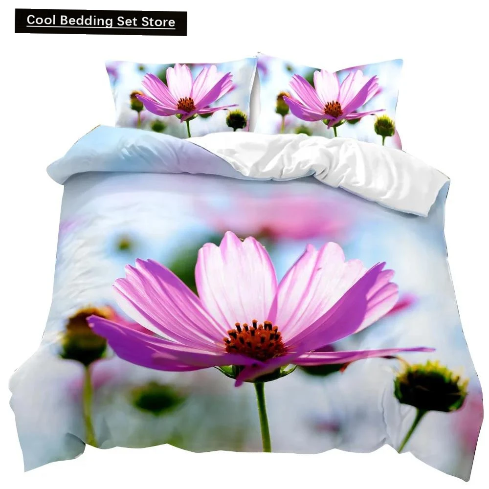 

Chrysanthemum Duvet Cover Blooming Floral Branches Botanical Natural Bedding Set Flower Queen King Size Polyester Qulit Cover