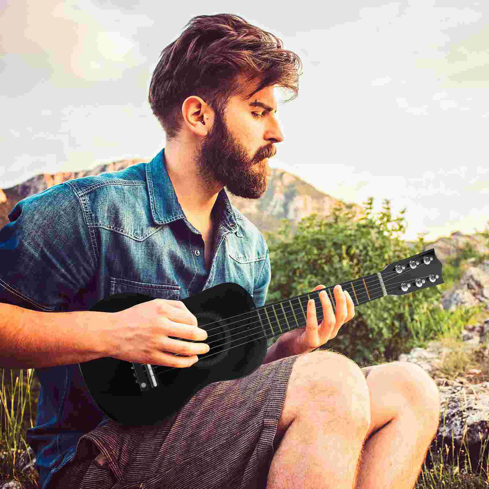 Guitarra para niños, juguete para regalo, Mini juguetes acústicos, instrumento de entrenamiento musical para niños principiantes de madera