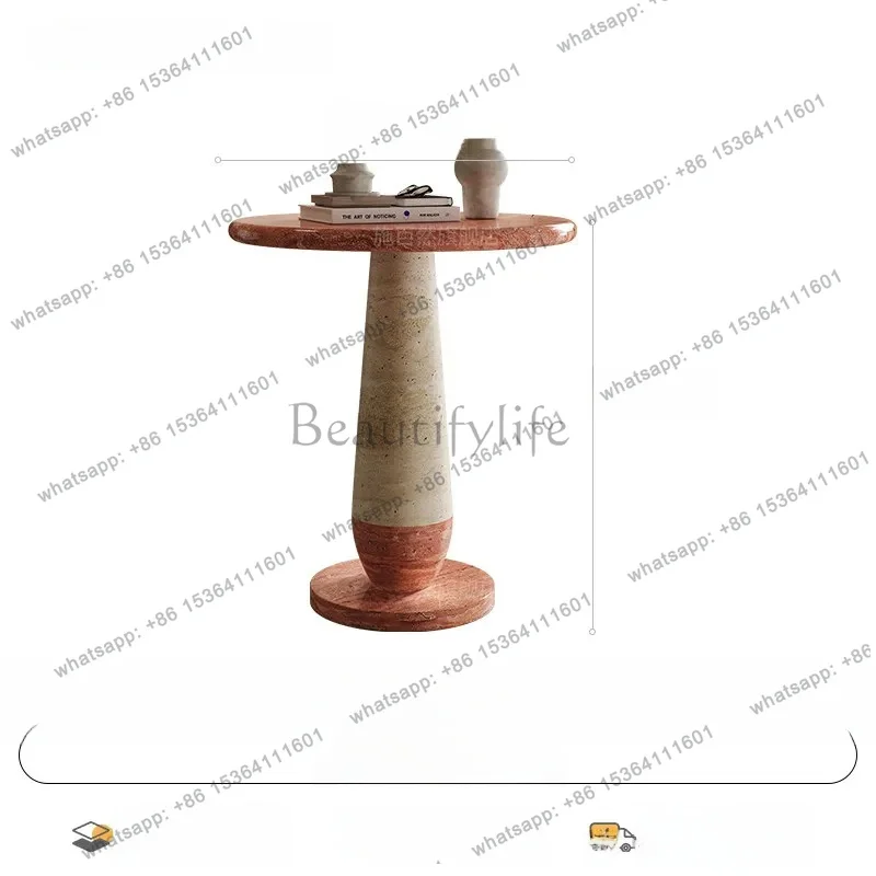 YJ New Tiandong stone sofa side table balcony small coffee table high-end small round bedside table small home use