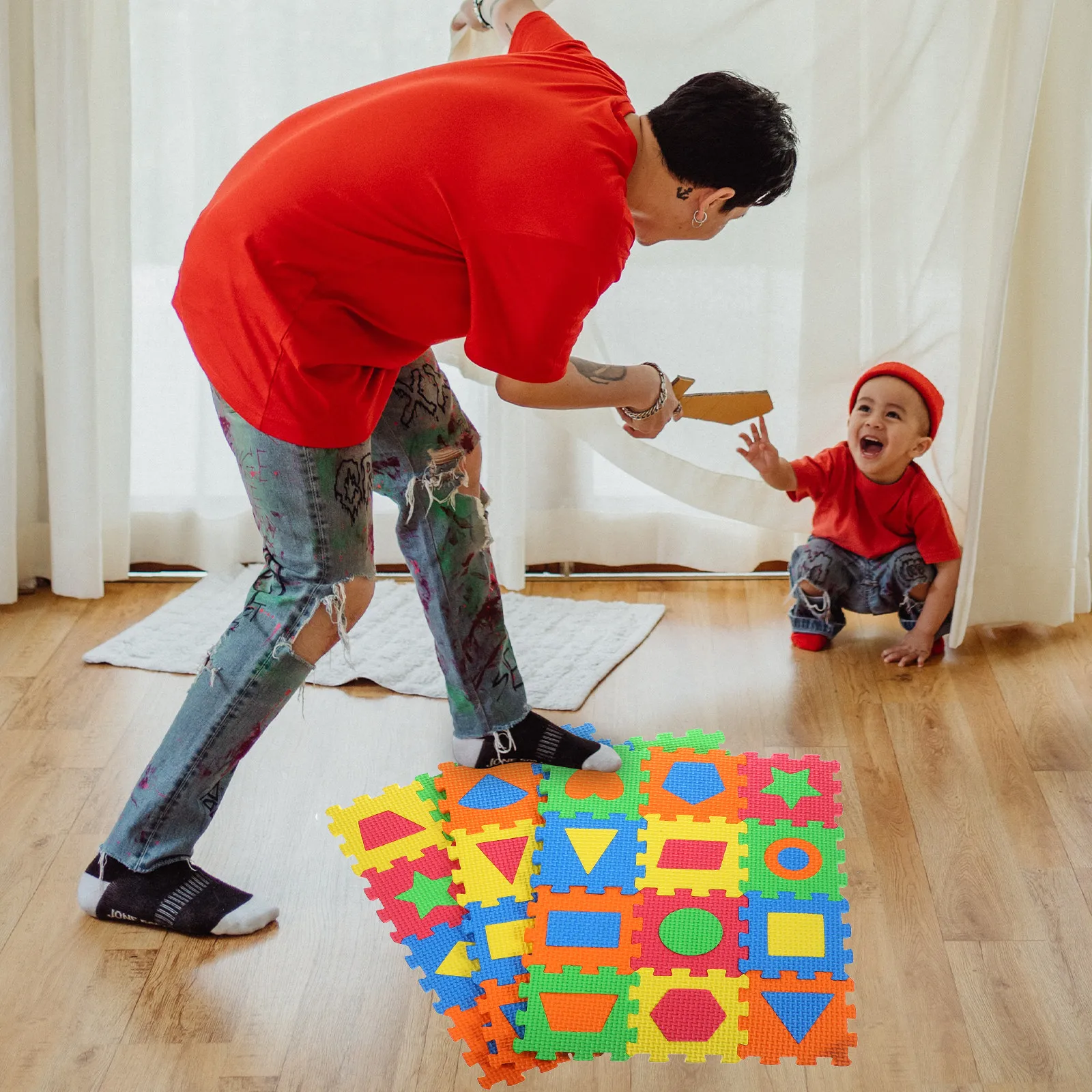 

Набор из 36 ковриков-пазлов из ЭВА-пены для малышей, 9 см, геометрические фигуры, безопасный игровой коврик для ползания