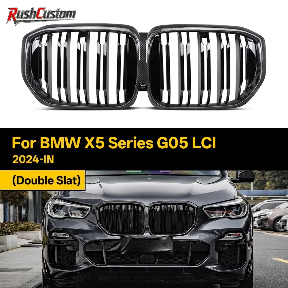 

Real Dry Carbon Fiber Racing Grills For BMW X5 Series G05 LCI 2024-IN Front Bumper Kidney Hood Grille