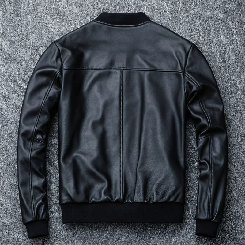 새로운 비수기 세일 남성용 천연 가죽 최상급 양가죽 야구 재킷 대형 사이즈