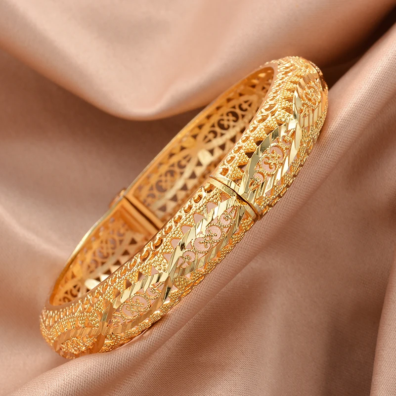 Morocco Gold Bangles for Women - 58-60mm, Copper, Gold-Plated