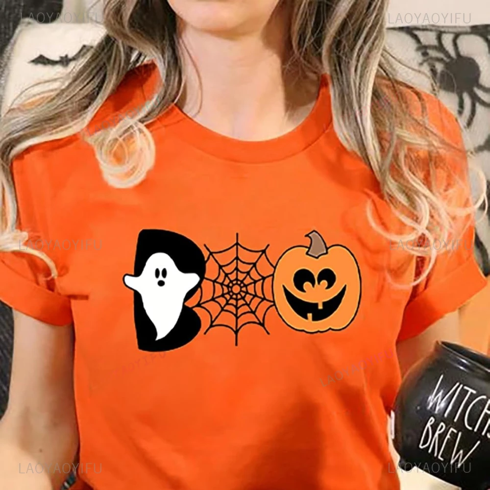 

Женские футболки с рисунком Boo Ghost на Хэллоуин, забавные футболки для женщин и мужчин на Хэллоуин, осенние хлопковые футболки с короткими рукавами