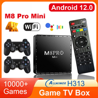 M8 Pro Mini Game TV Box 4K HD 10000 Retro Games H313  Android 12 WiFi Video Game Console Dual System Media Player With Joystick
