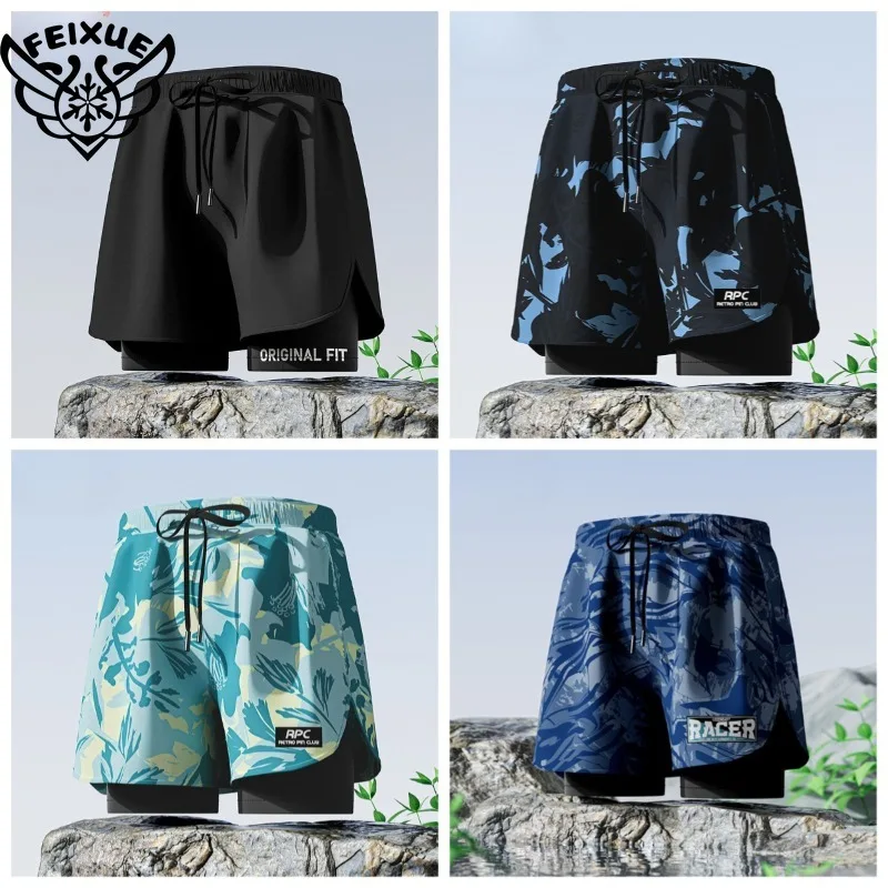 

Summer Men's Beach Swimming Trunks Drawstring Elastic Waist Swimsuit Shorts Plus Size Quick Drying Swimwear Shorts Board