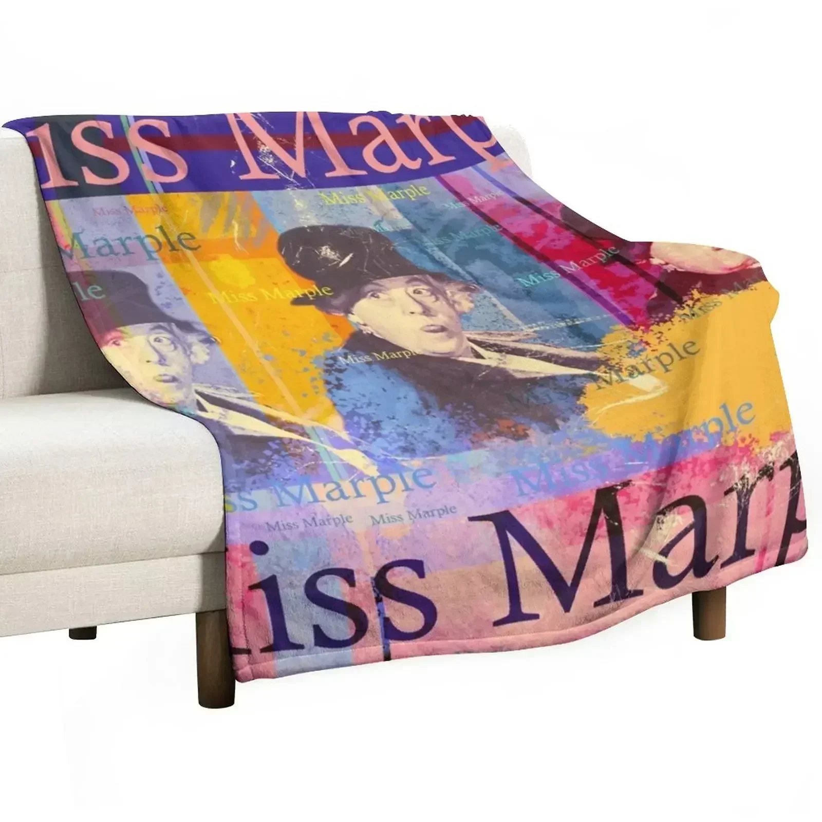 Miss Marple portrait, detective from England Throw Blanket Flannels Vintage christmas decoration Designers Travel Blankets