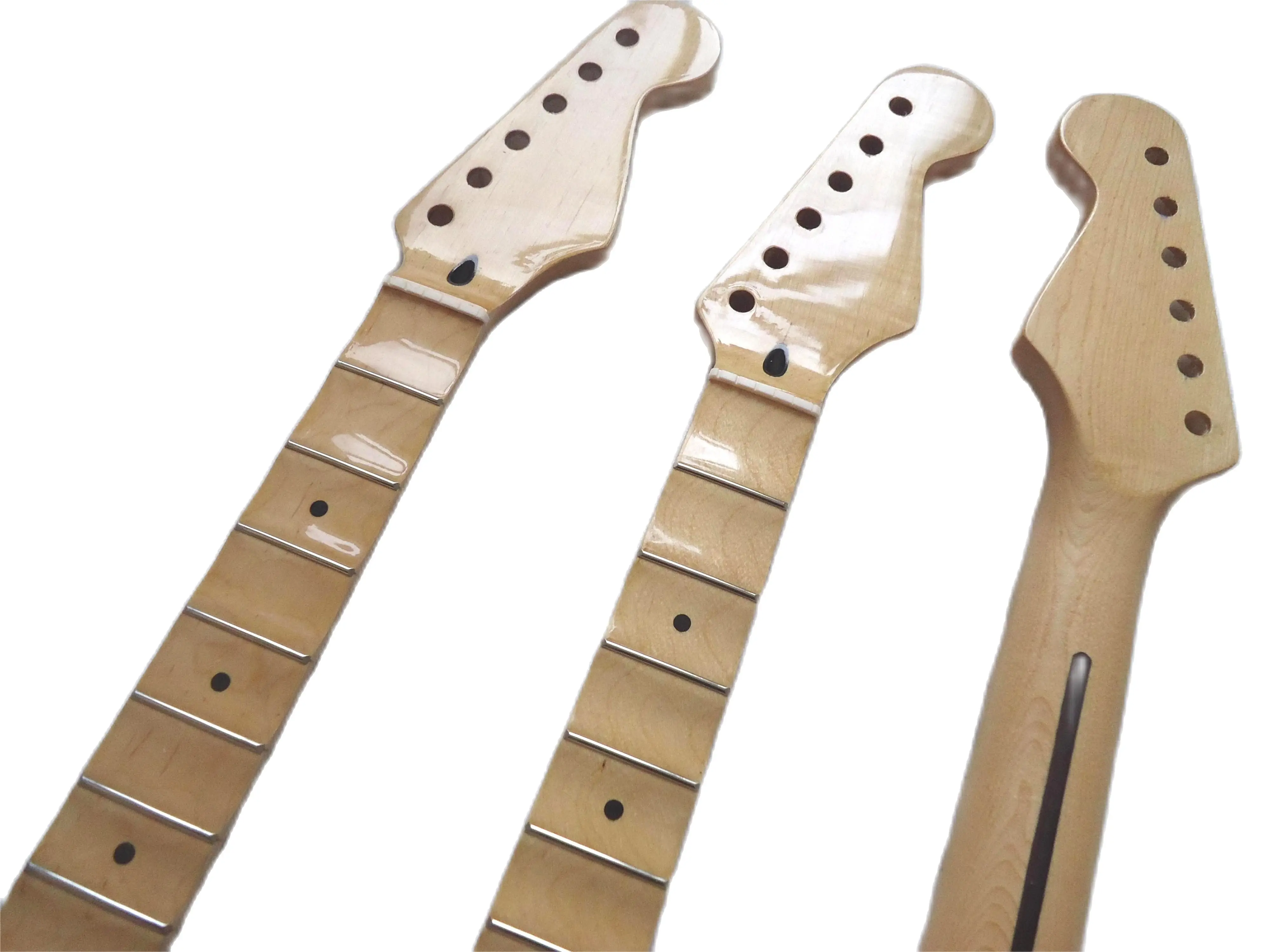 22-Fret ST Style Electric Guitar Neck Classic Black Dots Inlay Canadian Maple Wood Color(1pc, Free Logo Service)