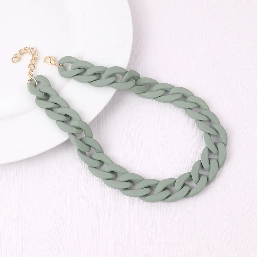 FishSheep Trendy Colorful Acrylic Chain Choker Necklaces For Women Statement Matte Resin Wide Chain Collar Neck Jewelry 2022 New image 3