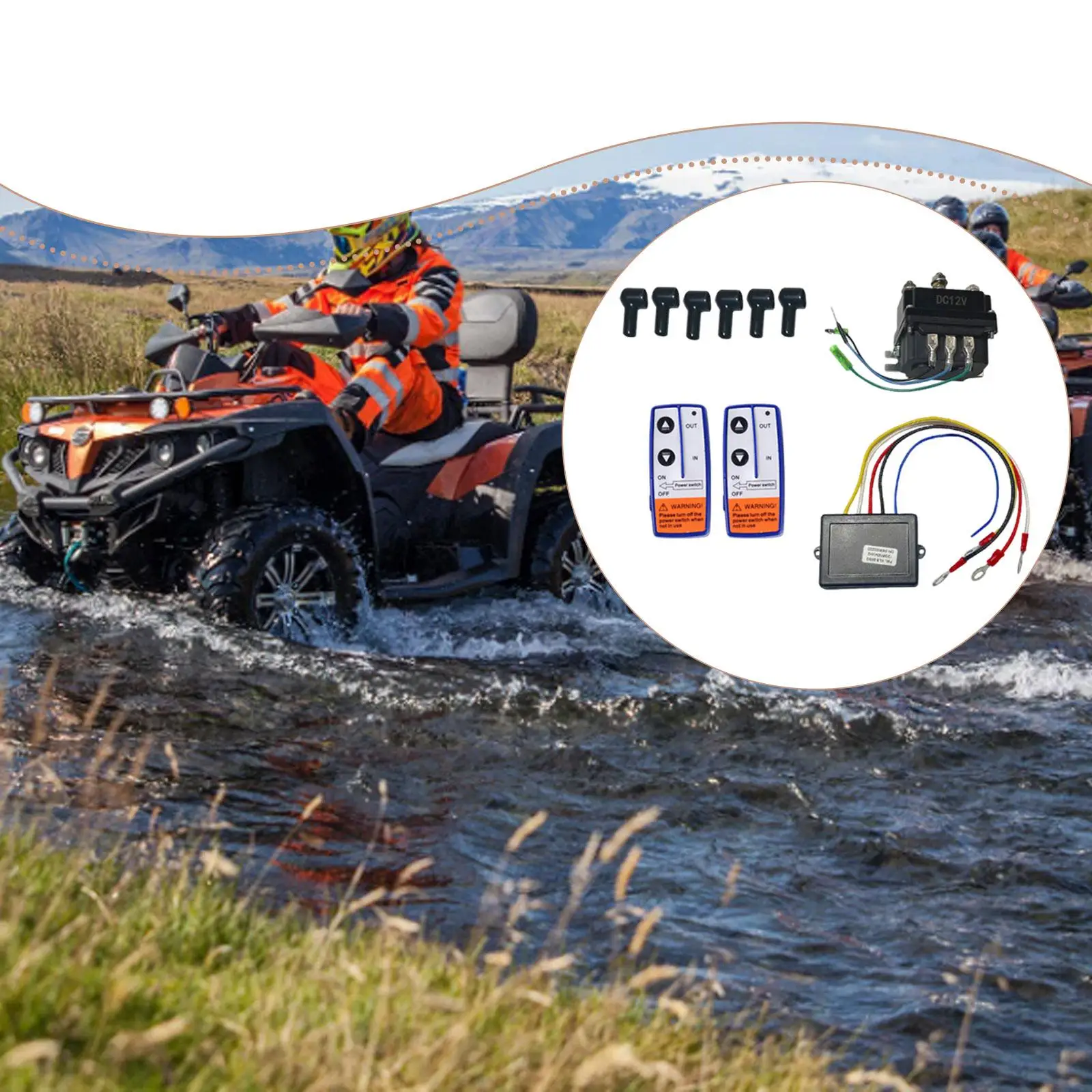 

250A 12V Winch Solenoid Relay Kit with 6 Boots Quick Installation