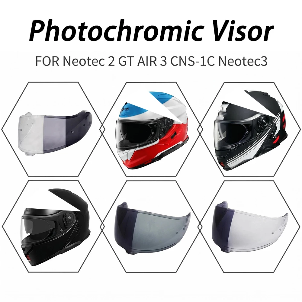 Фотохромный темно-чайный и красный визор для шлемов Shoei Neotec 2 GT AIR 3 CNS-1C Neotec3