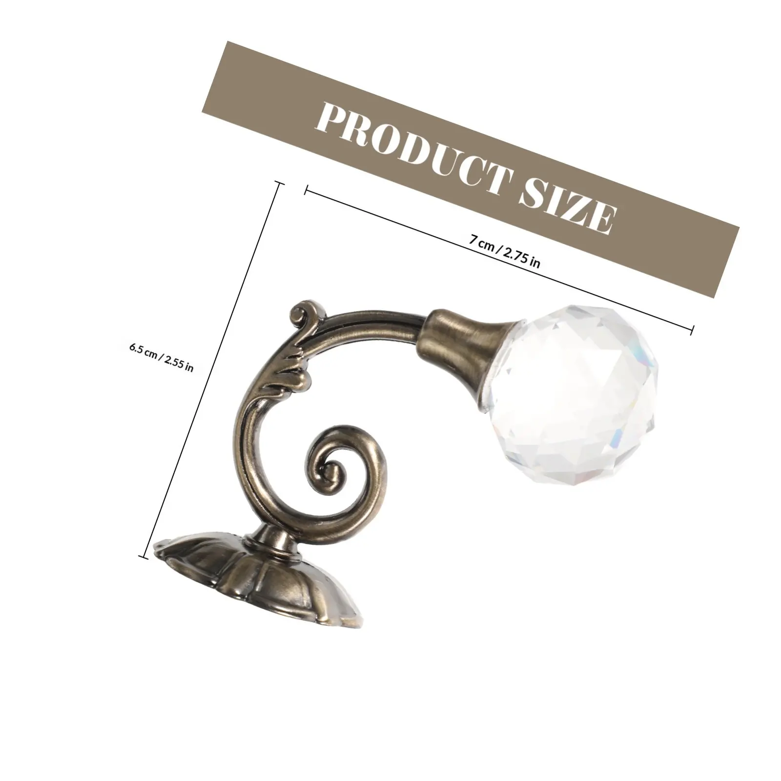 Pair Vintage Crystal Ball Curtain Hooks Brass High Grade Drapery Holdbacks for Traditional Modern Rooms Clothes Hat
