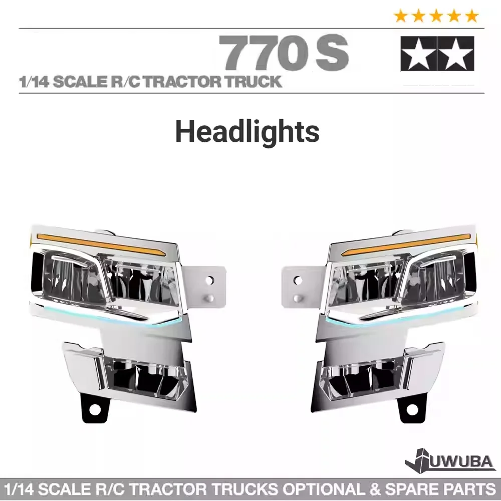 770S โลหะ 5V ไฟหน้าระบบสําหรับ 1/14 Tamiya RC SCANIA Scania 770S 8X4 56368 56371 MFC-03 M24 อะไหล่รถยนต์