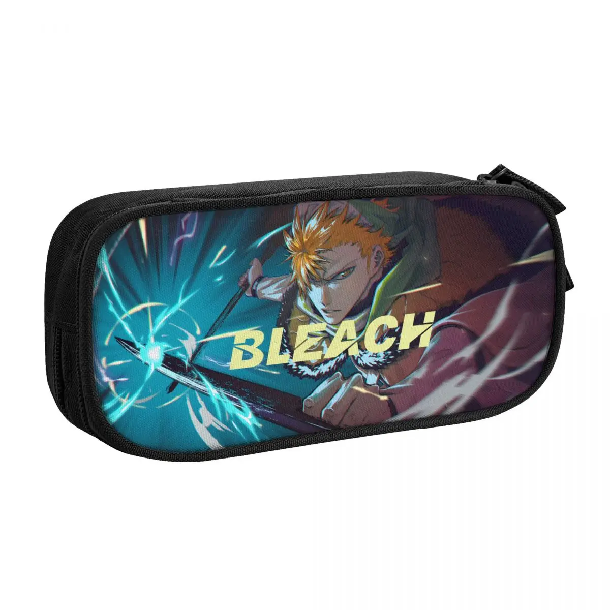 Anime BLEACH Kurosaki Ichigo estuche para lápices de gran capacidad, oficina, colegio, bolsa de almacenamiento grande, organizador de caja