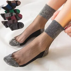 夏用の光沢のあるシルクソックス,女性用の超薄型透明ソックス,光沢のあるシルク,3ペア