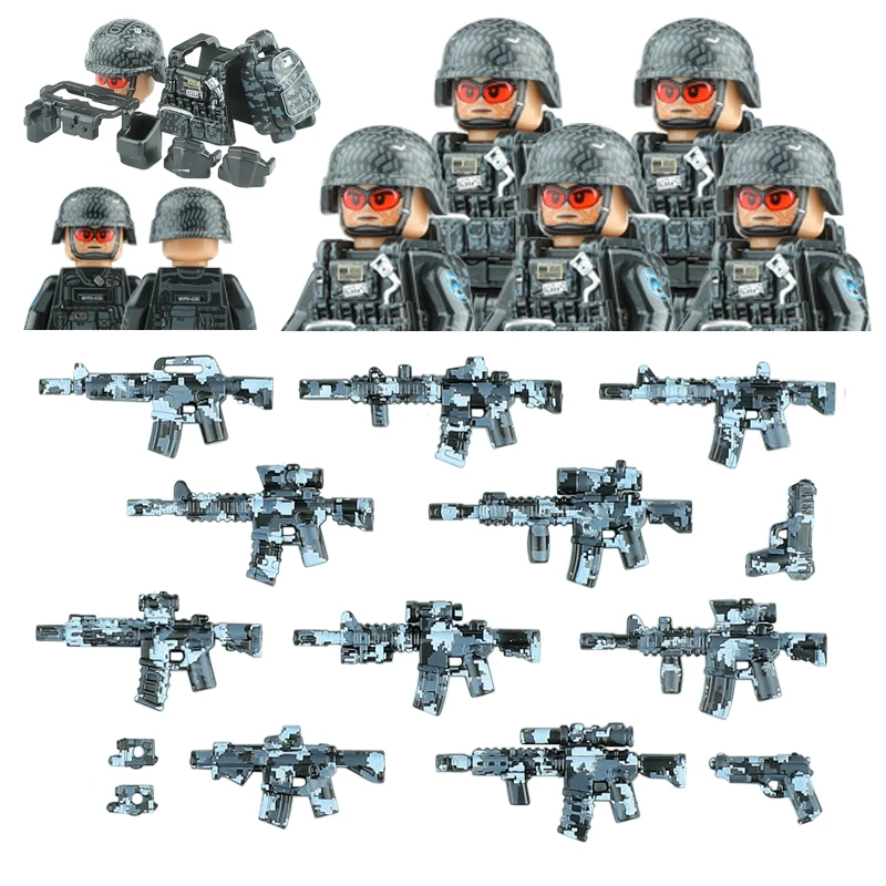 City SWAT New York Police Special Forces Figures Building Blocks US Army Soldier Commando Military Weapon Bricks Toy For Kids