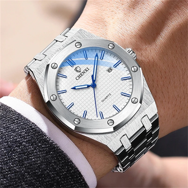 CHENXI 8248 Men\'s Quartz Watch Waterproof Calendar Classic Stainless Steel Strap Luxury Business Wristwatch for Male