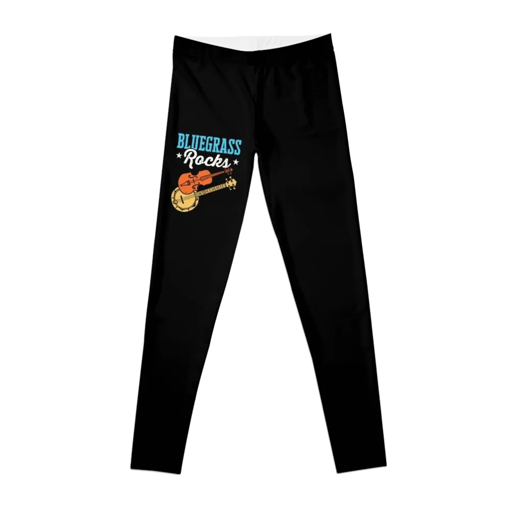 Bluegrass Rocks Country Music Lover Musician Leggings Golf wear Fitness clothing Womens Leggings