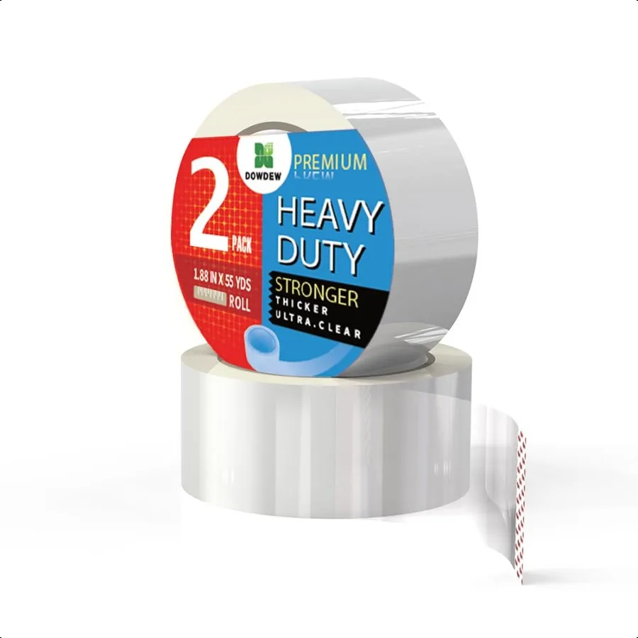 

Прозрачная упаковочная лента Сверхмощная упаковочная лента 1,88 дюйма x 55 ярдов Сменный рулон для доставки почтовых перемещения [Ультрапрочная и толстая