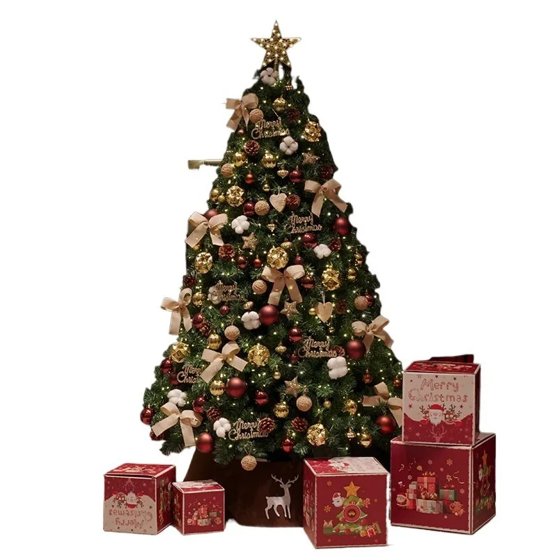 Household large-scale Christmas scene arrangement with lights DIY handmade decorations ornament package small gifts