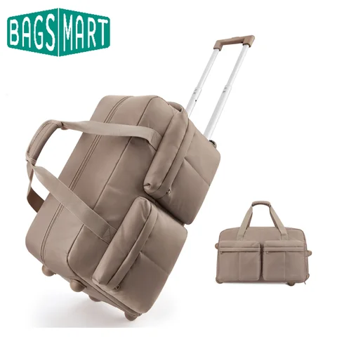 BAGSMART Travel Bag with Wheels Rolling Carry On Duffel Bags Waterproof Garment Storage Pocket Large Capacity Luggage Suitcase