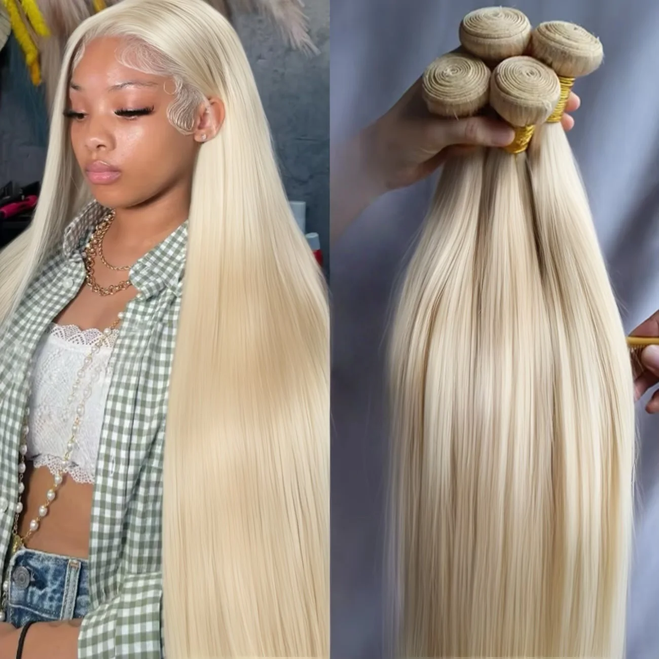 

1/3/4 пучки наращивания волос 613 светлые пучки человеческих волос 12A прямые пучки человеческих волос необработанные человеческие волосы для женщин