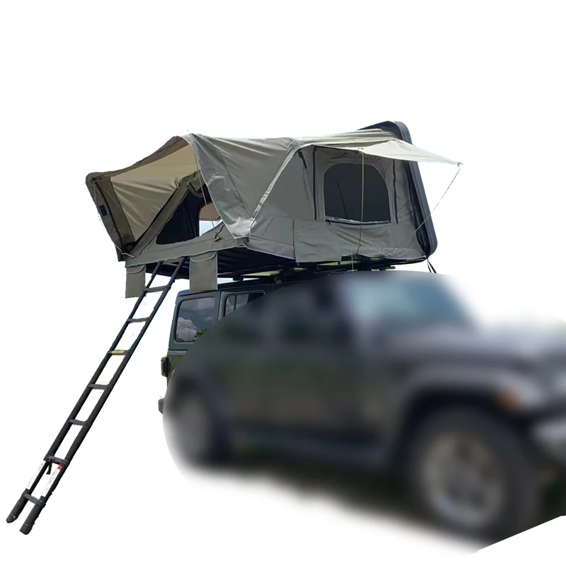 

camper car aluminium triangle roof top tent in 4x4 utv