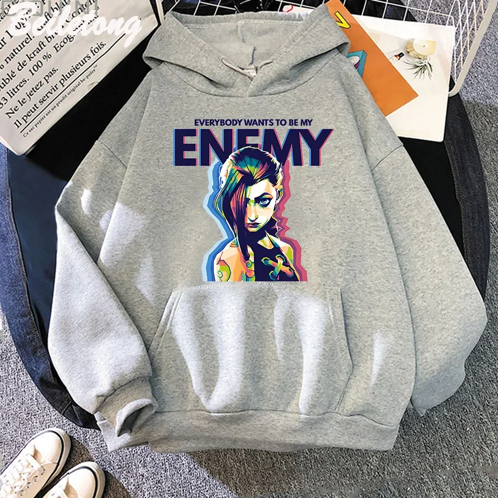 Jinx Arcane Hoodie ENEMY Cool Graphic Print Sweatshirt Women Tracksuit Sudaderas Aesthetic Clothes  Casual