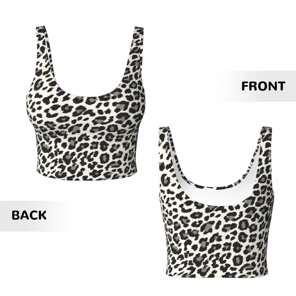 Niestandardowy stanik sportowy Tropical Wild Animal Leopard dla kobiet Futro zwierzęce Tekstura skóry Wysoki wpływ Trening Joga Crop Top