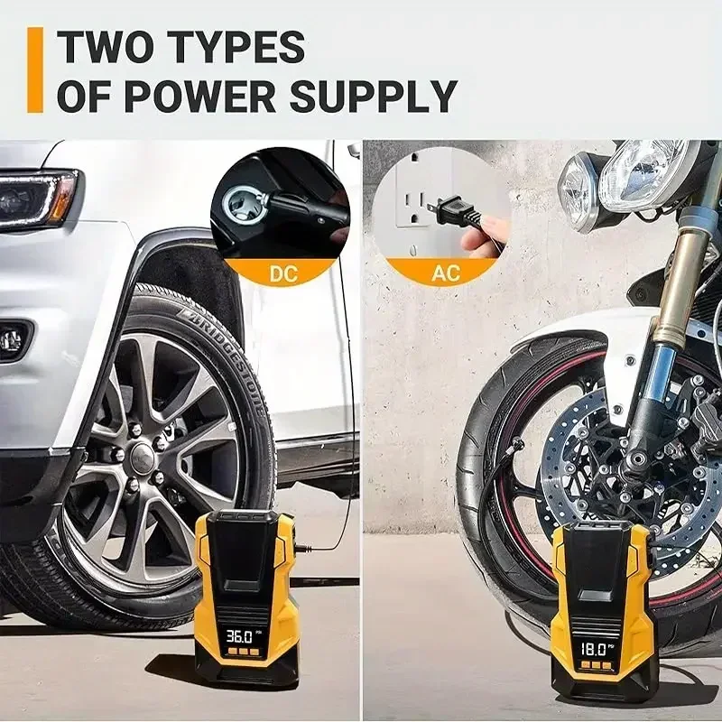

-12V Car Portable Compressor Electric Compressor With LED Tyre Inflator Pump Dual-Purpose Suitable For Motorcycle