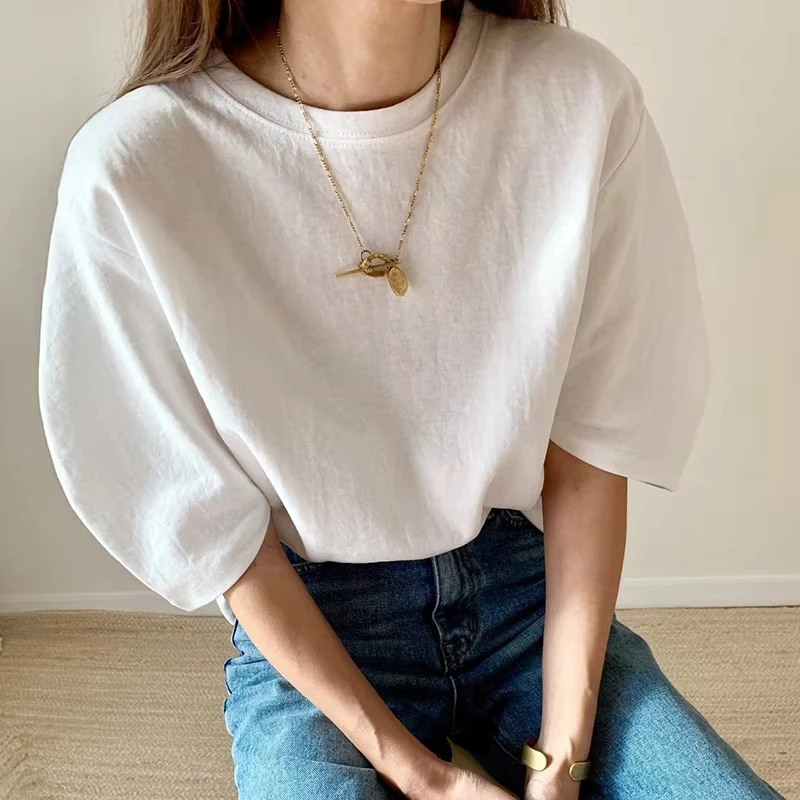 Coton 2025 nouveau T-shirt d'été femmes élastiques vêtements pour femmes haut surdimensionné T-shirt