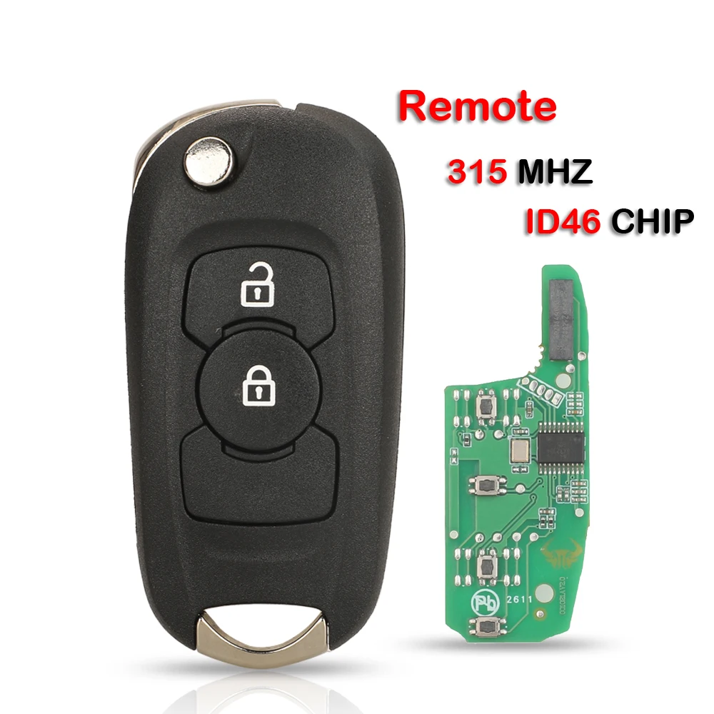 Jingyuqin Autosleutel afstandsbediening/case 2/3 Knoppen 315 434MHZ ID46 Flip Voor Opel Astra K Vauxhall Buick Verano Excelle GT EXCELLEGT