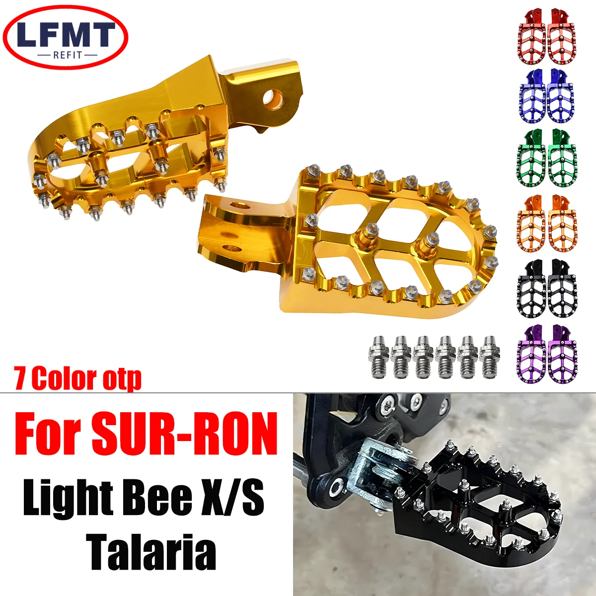 Motorcycle CNC Aluminium Footpegs Foot Pegs Rests Pedals parts For SUR-RON Light Bee X/S and Talaria Endurance race Universal