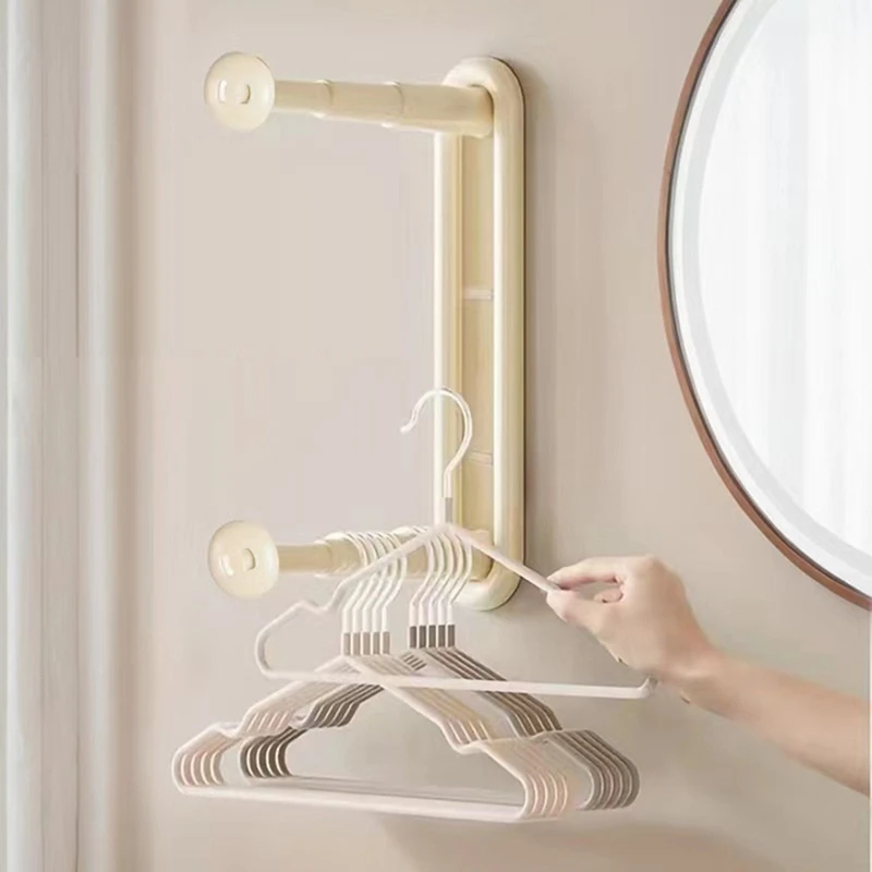 Telescopic Clothes Rack Receiver Wall-Mounted Clothes Rack Storage Artifact Non-Punching Telescopic Storage Rack