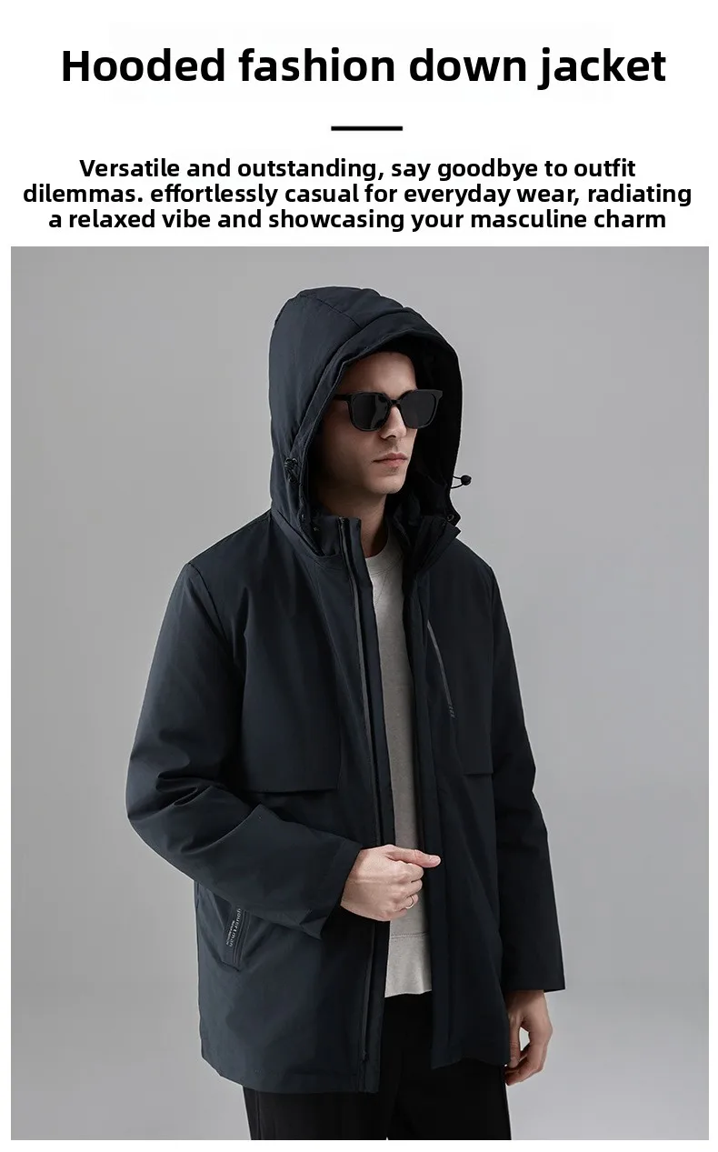 Men's Down Coats and Parkas Mid-length Winter Jackets Padded Puffer Jacket Man Down Jacket Thick Detachable Inner Padding HWY103
