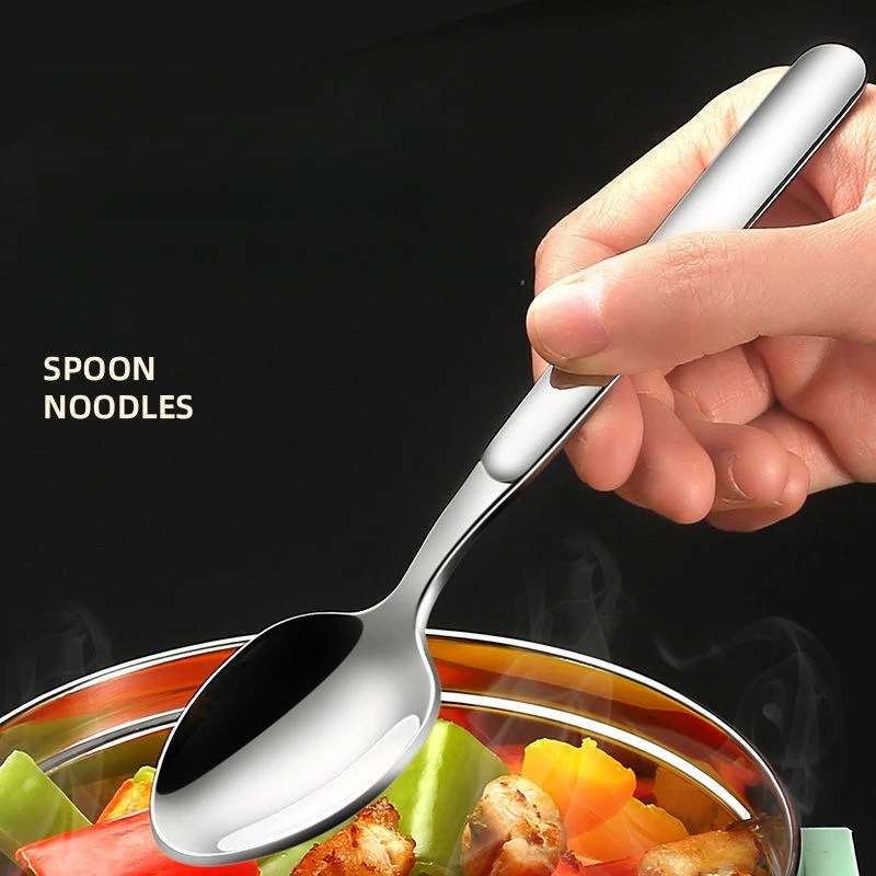 

1 шт., заостренная ложка с длинной ручкой, утолщенная ложка из нержавеющей стали для отеля, ложка для мороженого, посуда, товары для дома