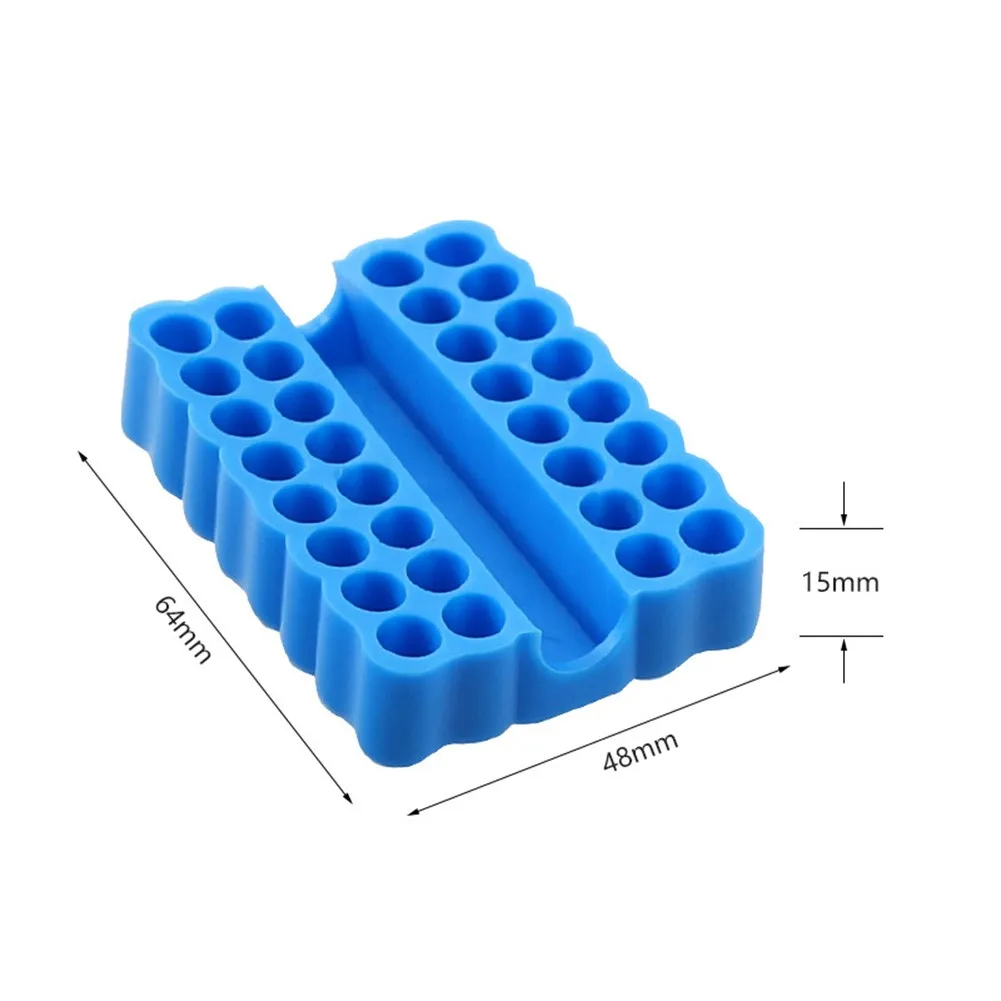 64x48x15mm Holder Screw Bits Blue Flexible Hex Plastic Screwdriver Storage Case 1/4 Inch 32 Holes High Quality