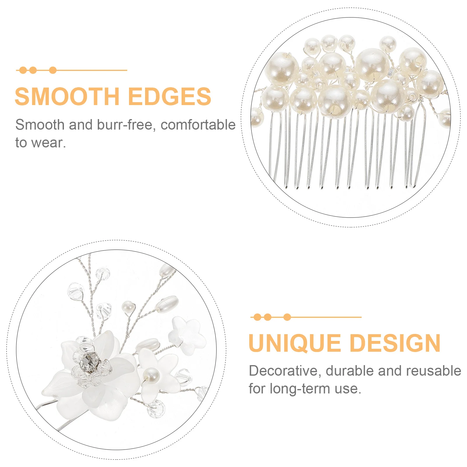 

6 Pcs Wedding Hair Accessories Hairpin Headdress Bridal Comb Pins Pearls Flower Side Silver Decorative Bride