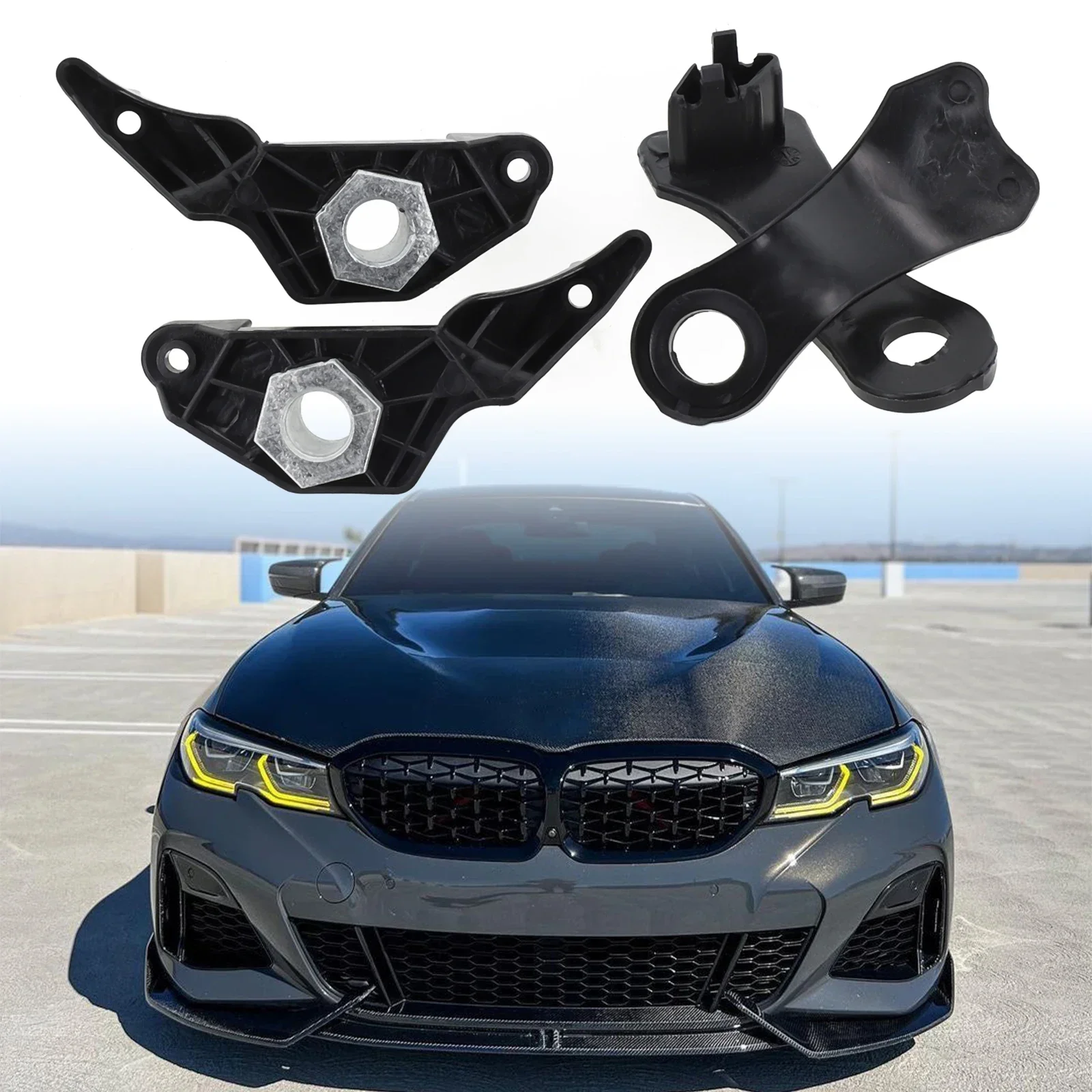 4 Pcs Car Headlight Bracket Mount Holder Clips Set Right + Left For BMW E60 E61 525i 530i 540i 545i 550i 63126941478 63126942478 view 3