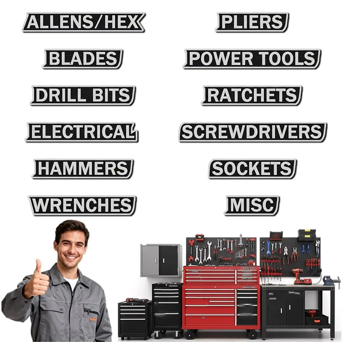 12pcs Magnetic Toolbox Labels for Organized Tool Storage Portable Magnetic Labels
