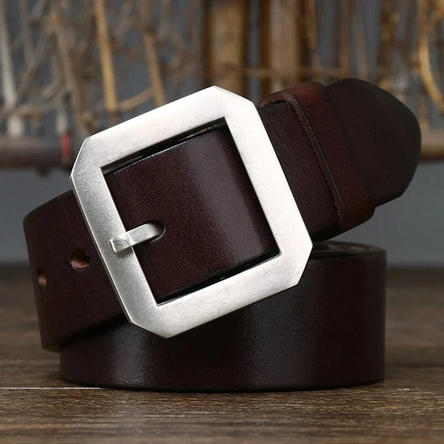 

3.8CM Thick Cowskin Genuine Leather Belt For Men High Quality Stainless Steel Pin Buckle Jeans Belt Casual Belt Cowboy Waistband