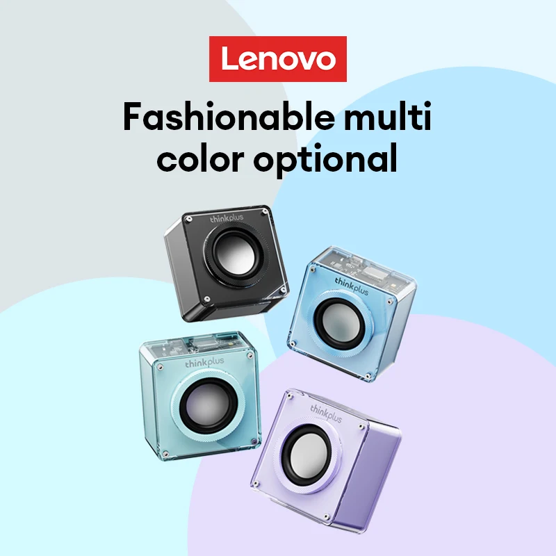 Original Lenovo TS50 Stylish Transparent Bluetooth V5.4 Speaker Subwoofer Portable Player Outdoor Long Distance LoudSpeaker