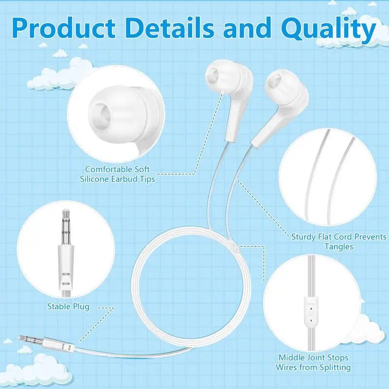 Wired Earbuds Kids Earbuds For School 3.5mm Jack In Ear Driver Wired Earphones For Laptops Phones Kids Women