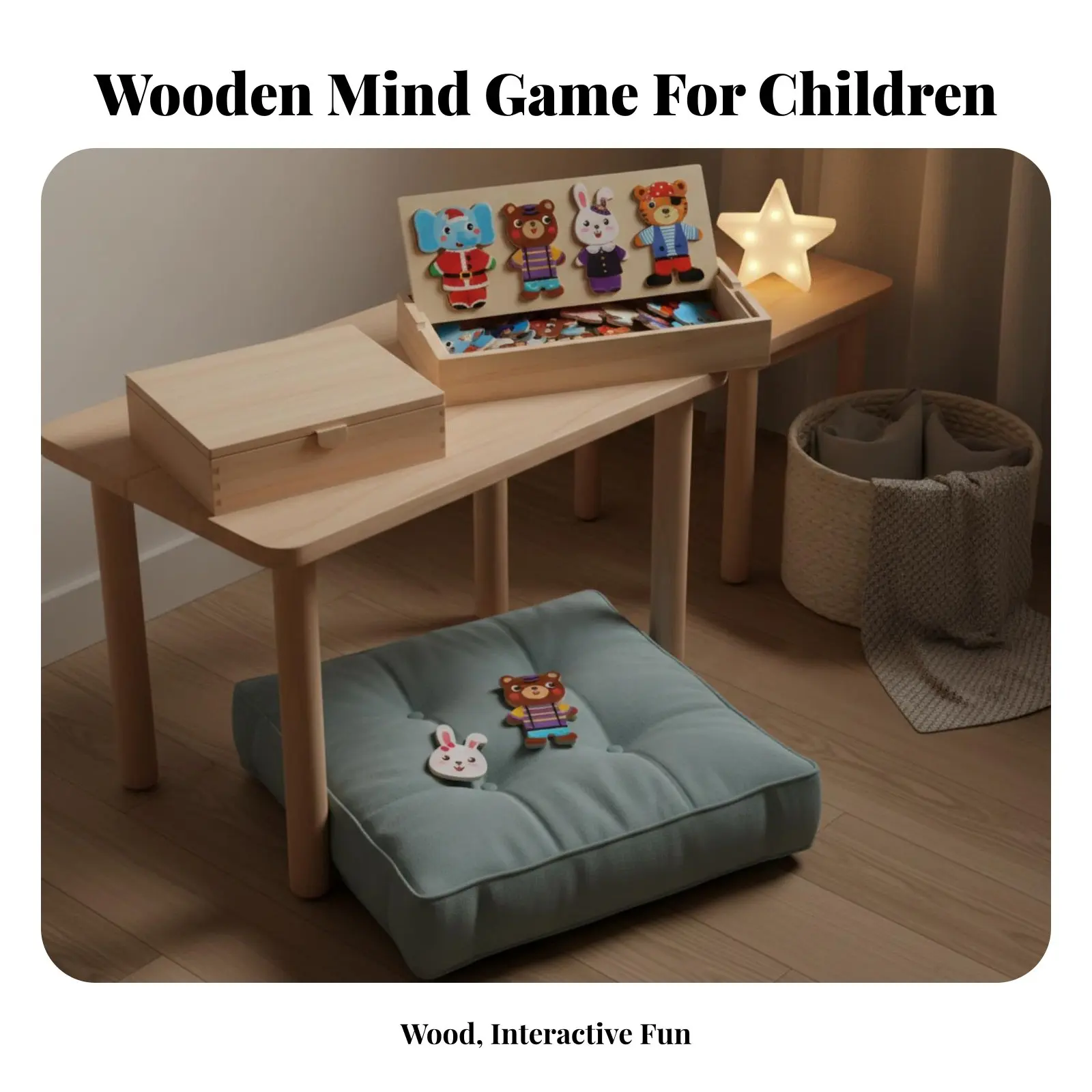 

Wooden Cartoon Animal Dress-Up Game for Kids, Educational Early Learning Toy, Durable