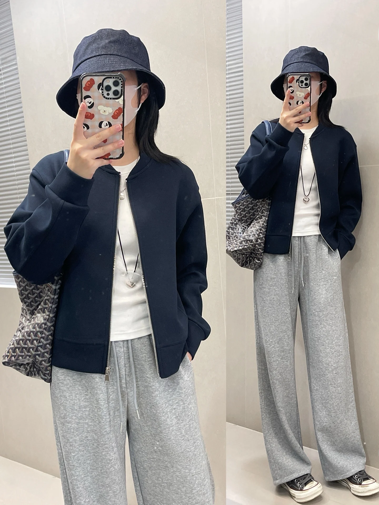 

Slimming Air Cotton ort Cardigan Blue Outerwear Stand Collar Zipper Design Baseball Jaet for Women Autumn Faion 2025