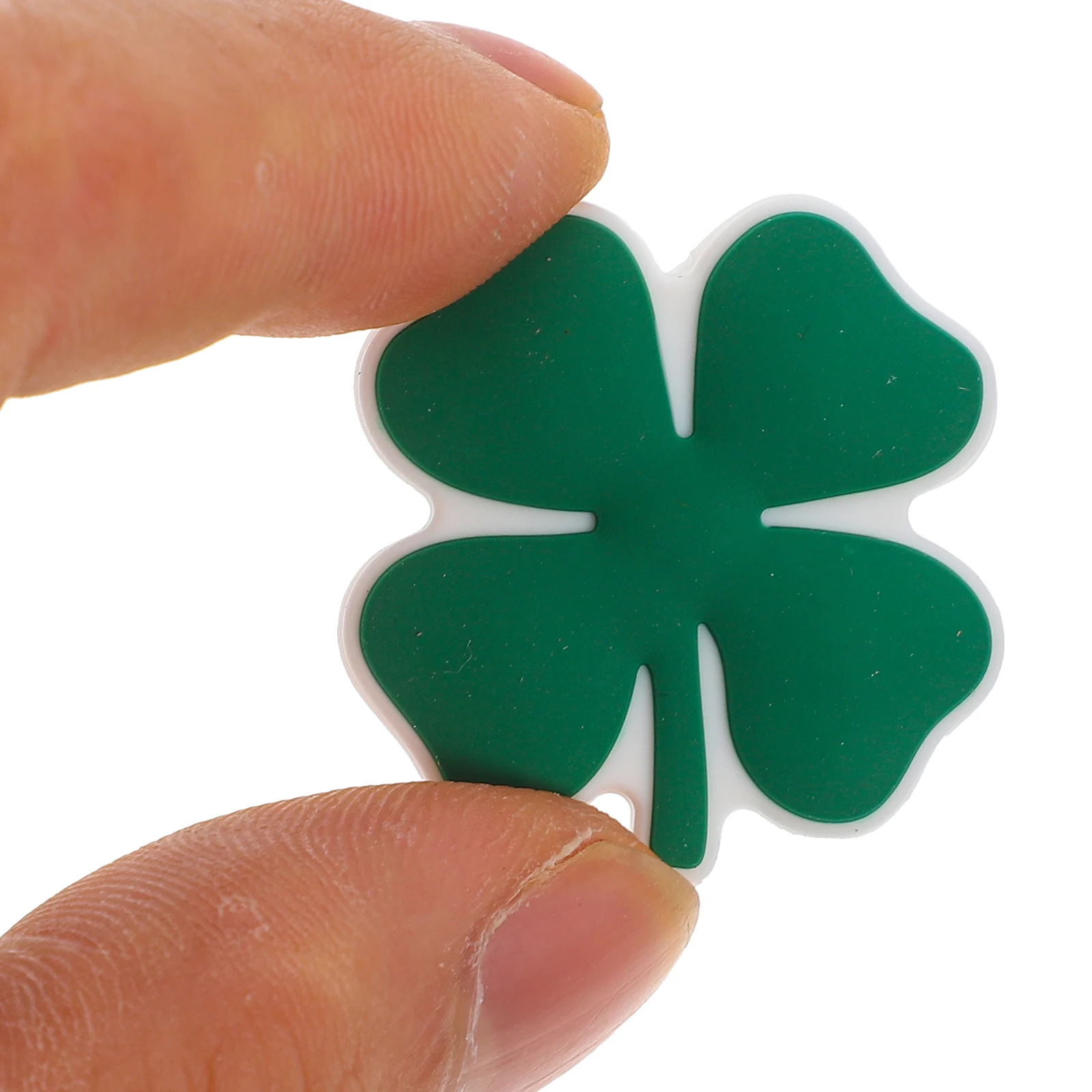 15 Pcs Four Leaf Ornaments Beads Necklace Cartoon Keychain Spacer for Jewelry Making Silica Gel