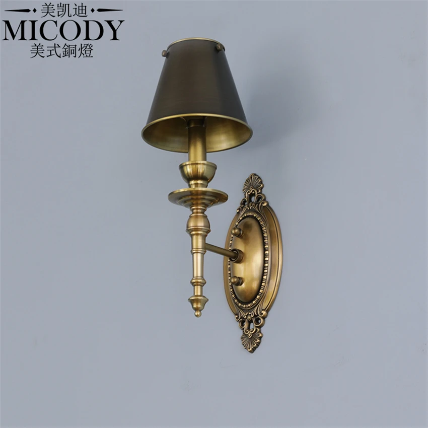 Imagem -02 - Americano Luxo Cobre Francês Lâmpadas de Parede Retro Sala Quarto Cabeceira Varanda Corredor Estudo Decoração Pano Sconces Luzes Sconces Luzes