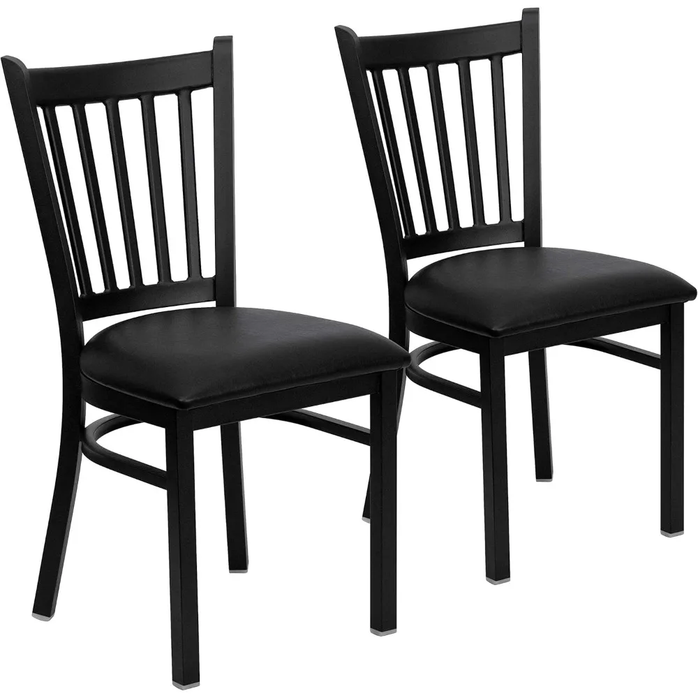 

Hercules Series Vertical Back Metal Restaurant Chairs, Upholstered Armless Dining Chairs for Restaurants/Kitchens, Set of 2