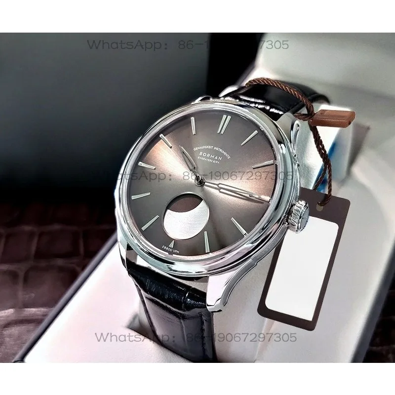 Moon Phase Watch Men's Fully Automatic Mechanical Watch Simple Waterproof Belt Watch